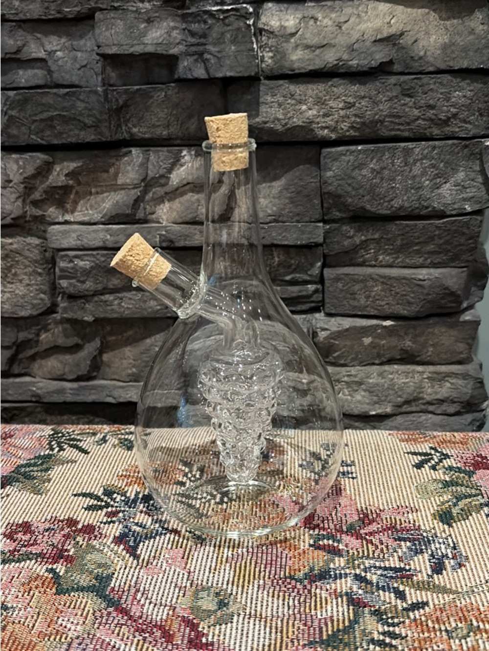 Clear Glass Olive Oil Decanter with Cork Stopper